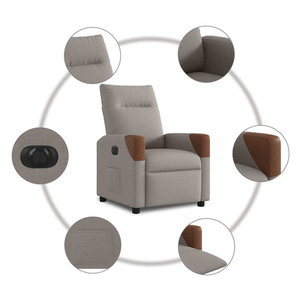 Elektrisk reclinerfåtölj taupe tyg