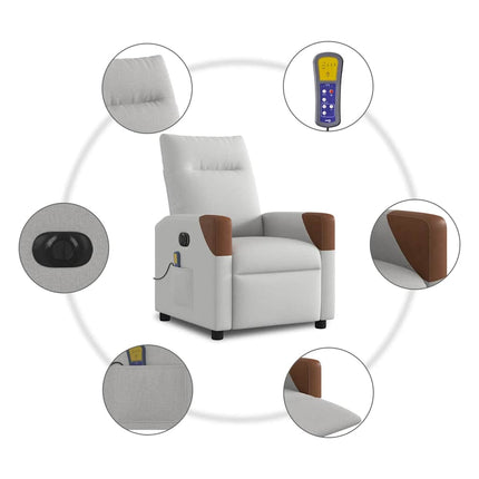 Elektrisk massagefåtölj molngrå tyg