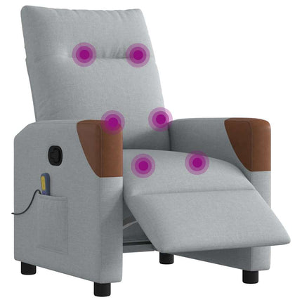 Elektrisk massagefåtölj ljusgrå tyg