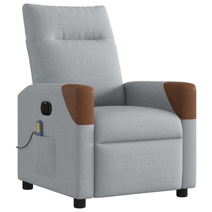 Elektrisk massagefåtölj ljusgrå tyg