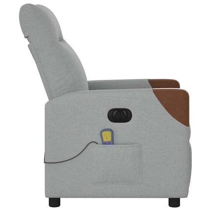 Elektrisk massagefåtölj ljusgrå tyg