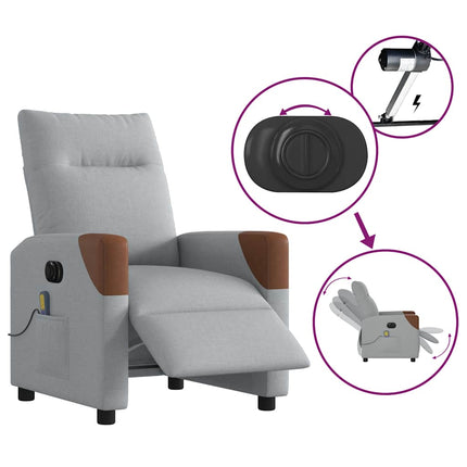 Elektrisk massagefåtölj ljusgrå tyg