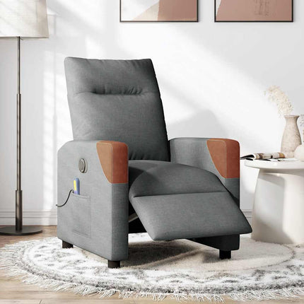 Elektrisk massagefåtölj mörkgrå tyg