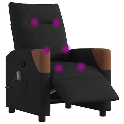 Elektrisk massagefåtölj med uppresningshjälp svart tyg