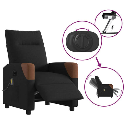 Elektrisk massagefåtölj med uppresningshjälp svart tyg