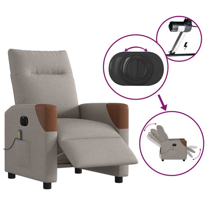 Elektrisk massagefåtölj taupe tyg
