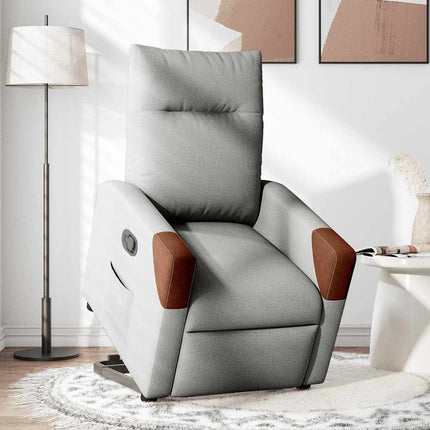 Reclinerfåtölj med uppresningshjälp molngrå tyg