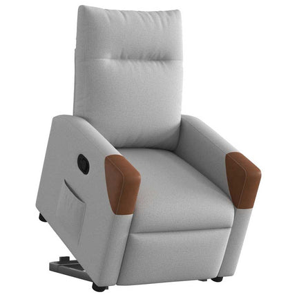 Reclinerfåtölj med uppresningshjälp molngrå tyg