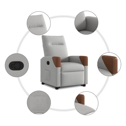 Reclinerfåtölj med uppresningshjälp molngrå tyg
