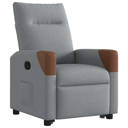 Reclinerfåtölj med uppresningshjälp ljusgrå tyg