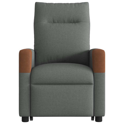Reclinerfåtölj med uppresningshjälp mörkgrå tyg