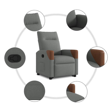 Reclinerfåtölj med uppresningshjälp mörkgrå tyg