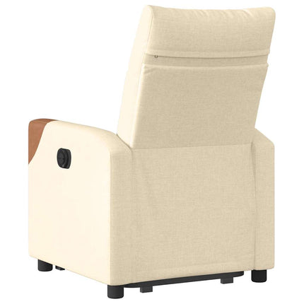 Reclinerfåtölj med uppresningshjälp gräddvit tyg