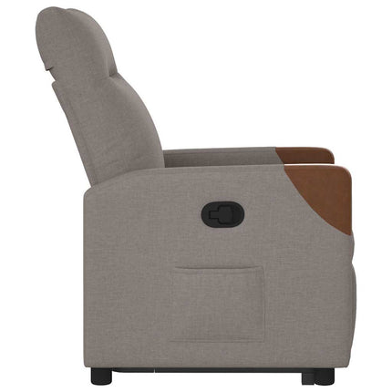 Reclinerfåtölj med uppresningshjälp taupe tyg