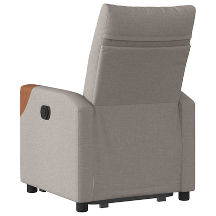 Reclinerfåtölj med uppresningshjälp taupe tyg