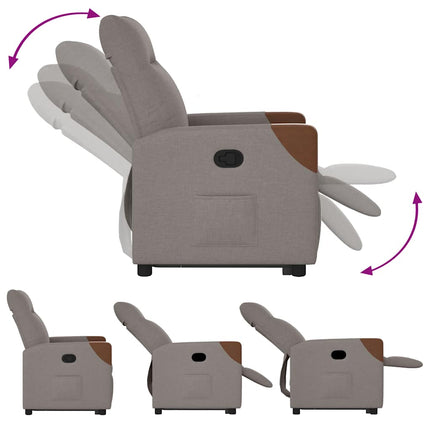 Reclinerfåtölj med uppresningshjälp taupe tyg