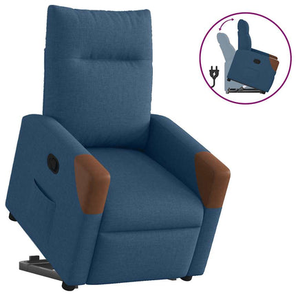 Reclinerfåtölj med uppresningshjälp blå tyg