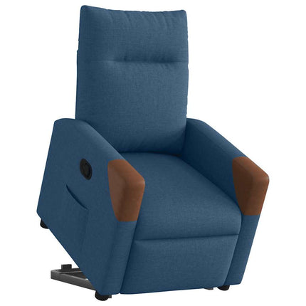 Reclinerfåtölj med uppresningshjälp blå tyg