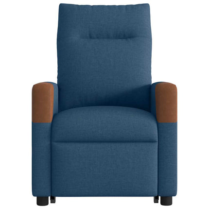 Reclinerfåtölj med uppresningshjälp blå tyg