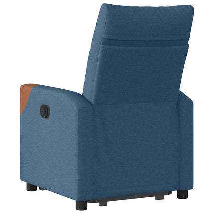 Reclinerfåtölj med uppresningshjälp blå tyg