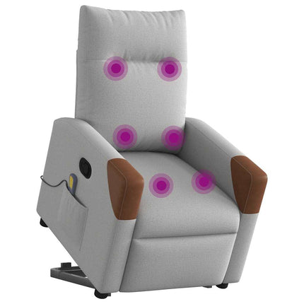 Massagefåtölj med uppresningshjälp molngrå tyg