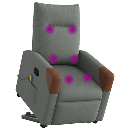 Massagefåtölj med uppresningshjälp mörkgrå tyg