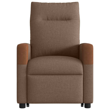 Massagefåtölj med uppresningshjälp brun tyg