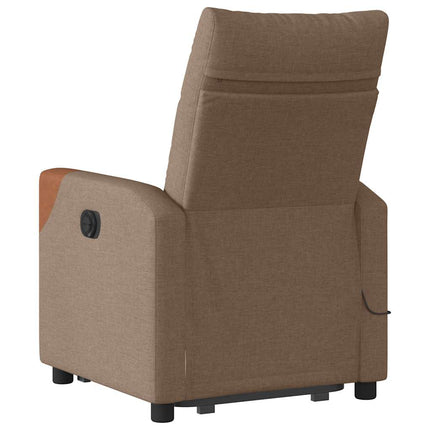 Massagefåtölj med uppresningshjälp brun tyg