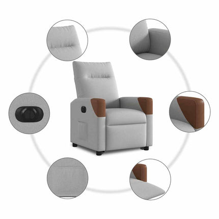 Elektrisk reclinerfåtölj med uppresningshjälp molngrå tyg