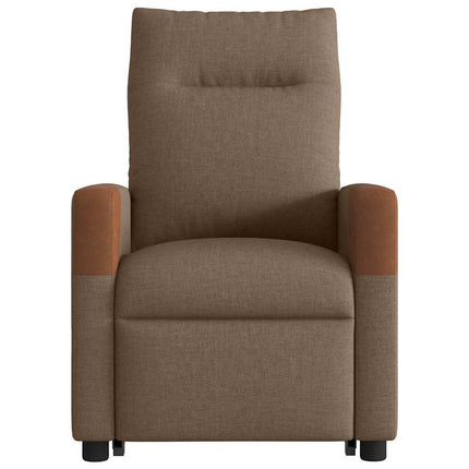 Elektrisk reclinerfåtölj med uppresningshjälp brun tyg