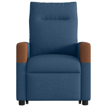 Elektrisk reclinerfåtölj med uppresningshjälp blå tyg