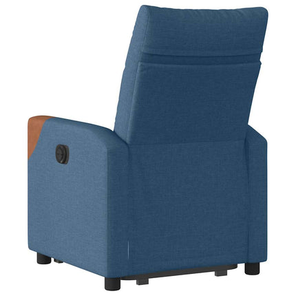 Elektrisk reclinerfåtölj med uppresningshjälp blå tyg