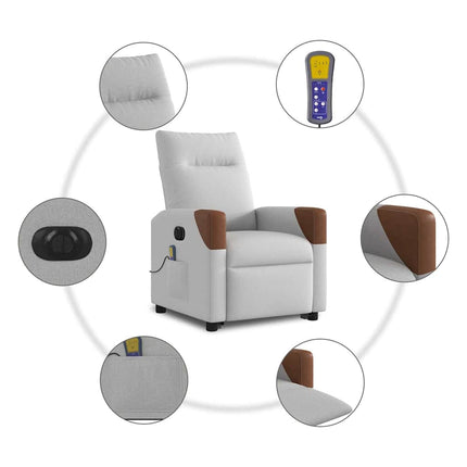 Elektrisk massagefåtölj med uppresningshjälp molngrå tyg