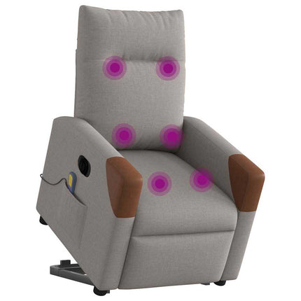 Elektrisk massagefåtölj med uppresningshjälp taupe tyg