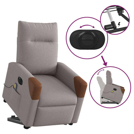 Elektrisk massagefåtölj med uppresningshjälp taupe tyg
