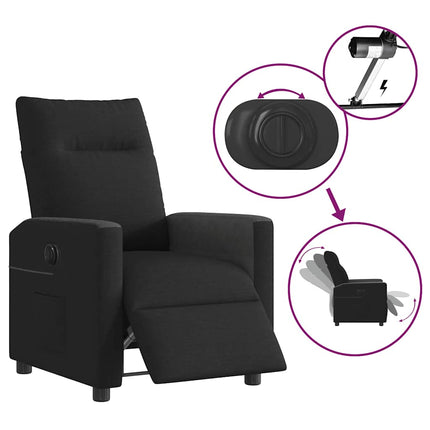 Elektrisk reclinerfåtölj svart tyg