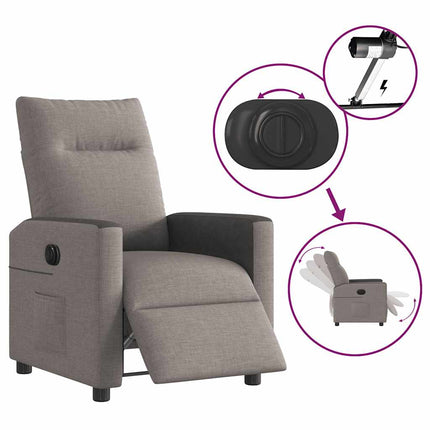 Elektrisk reclinerfåtölj taupe tyg
