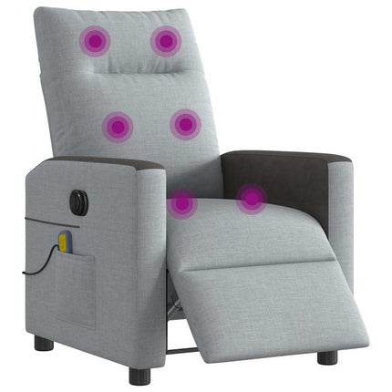 Elektrisk massagefåtölj ljusgrå tyg
