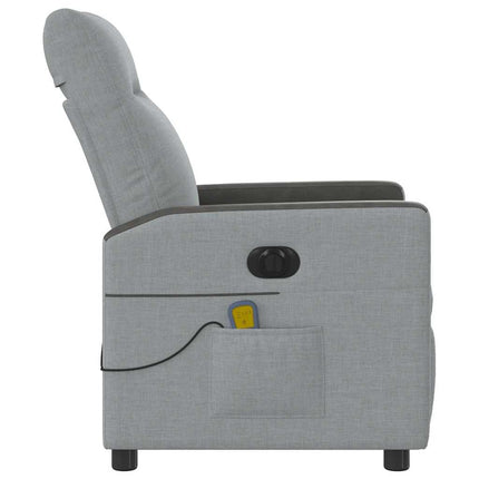 Elektrisk massagefåtölj ljusgrå tyg