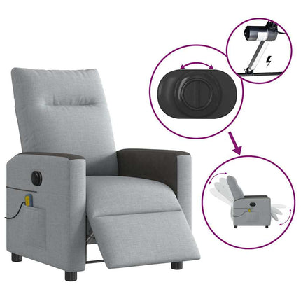 Elektrisk massagefåtölj ljusgrå tyg