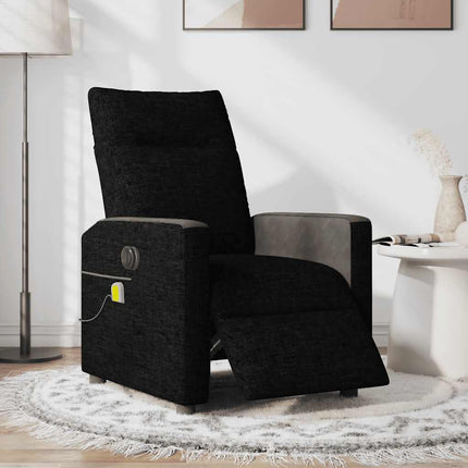 Elektrisk massagefåtölj med uppresningshjälp svart tyg