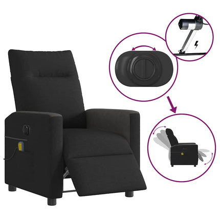 Elektrisk massagefåtölj med uppresningshjälp svart tyg