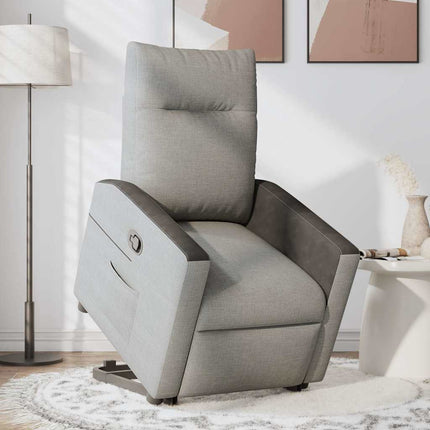 Reclinerfåtölj med uppresningshjälp molngrå tyg