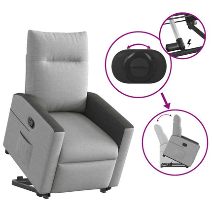 Reclinerfåtölj med uppresningshjälp molngrå tyg