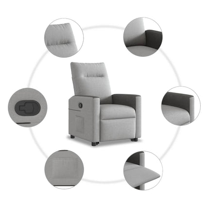 Reclinerfåtölj med uppresningshjälp molngrå tyg