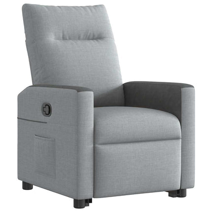 Reclinerfåtölj med uppresningshjälp ljusgrå tyg