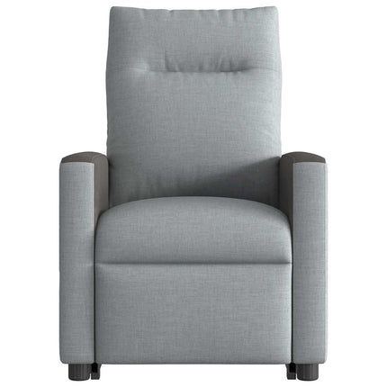 Reclinerfåtölj med uppresningshjälp ljusgrå tyg