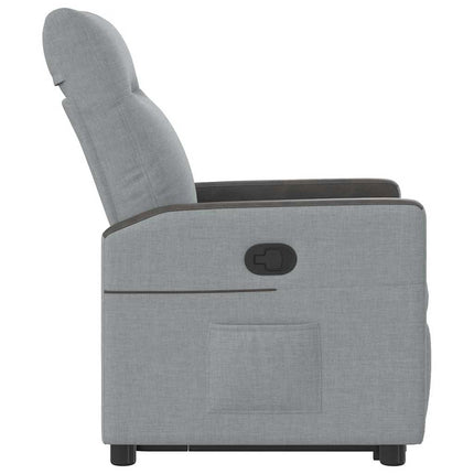 Reclinerfåtölj med uppresningshjälp ljusgrå tyg