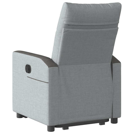 Reclinerfåtölj med uppresningshjälp ljusgrå tyg