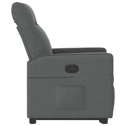 Reclinerfåtölj med uppresningshjälp mörkgrå tyg